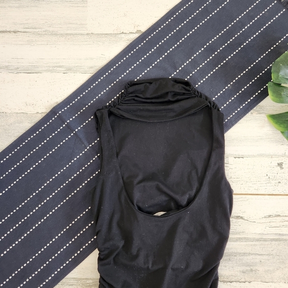 Susana Monaco Mockneck Open Back Ruched Knee Length Dress Black Size Small - Picture 4 of 6